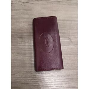 Cartier Must Line 3Key Holder Case Bordeaux Leather Gold Hardware